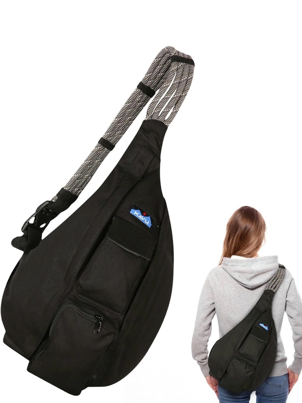 KAVU  Black Rope Sling Bag - Casual Crossbody Pack
